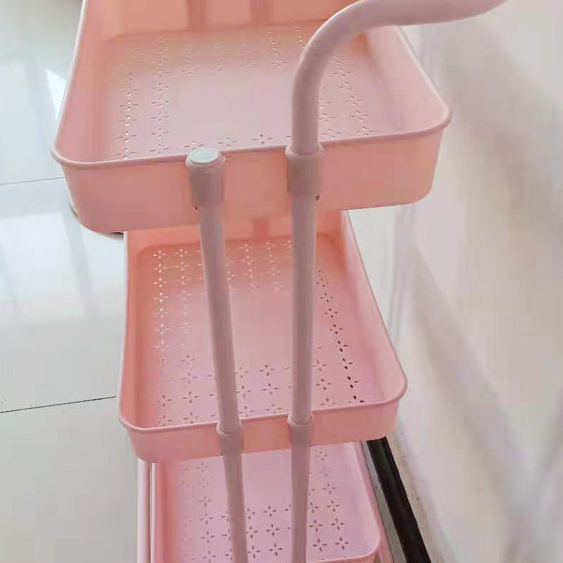 Xe đẩy Spa kệ 3 Tầng Trắng Có Bánh Xe - Nhựa hồng