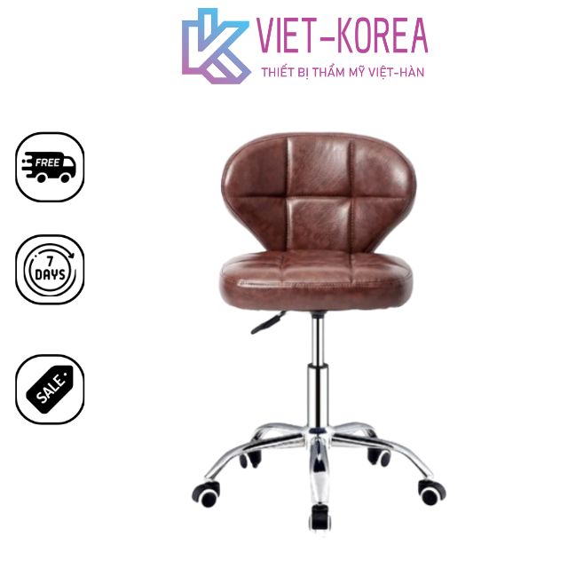 Ghế xoay nâng hạ nệm da liền tựa bản to - Nệm nâu