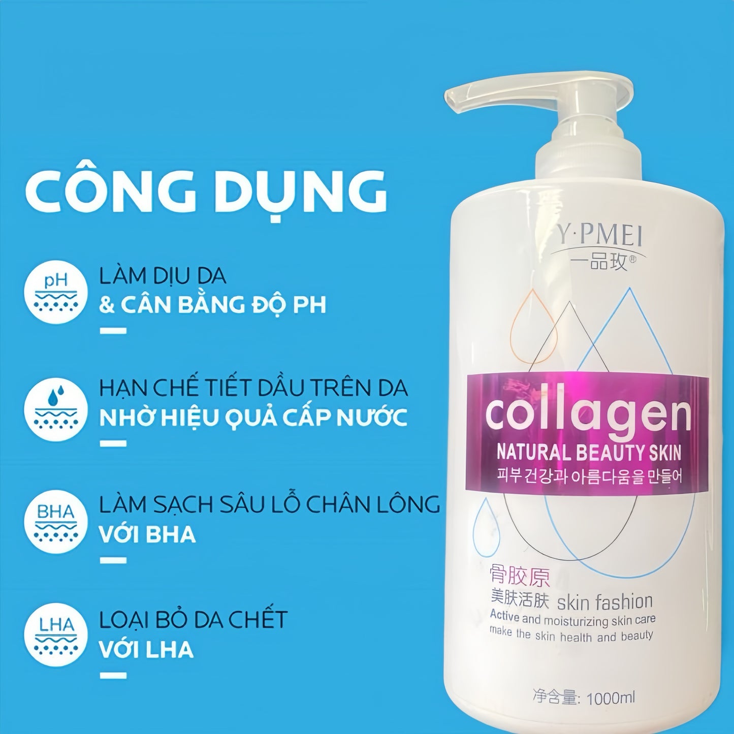 Nước Hoa Hồng Dưỡng Ẩm Lằm Trắng Sáng Da Be Beauty Chai 1000ml