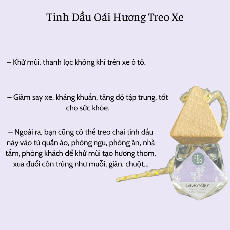 Tinh Dầu Oải Hương Khử Mùi Treo Xe Ô Tô Chiết Xuất 100% Từ Thiên Nhiên