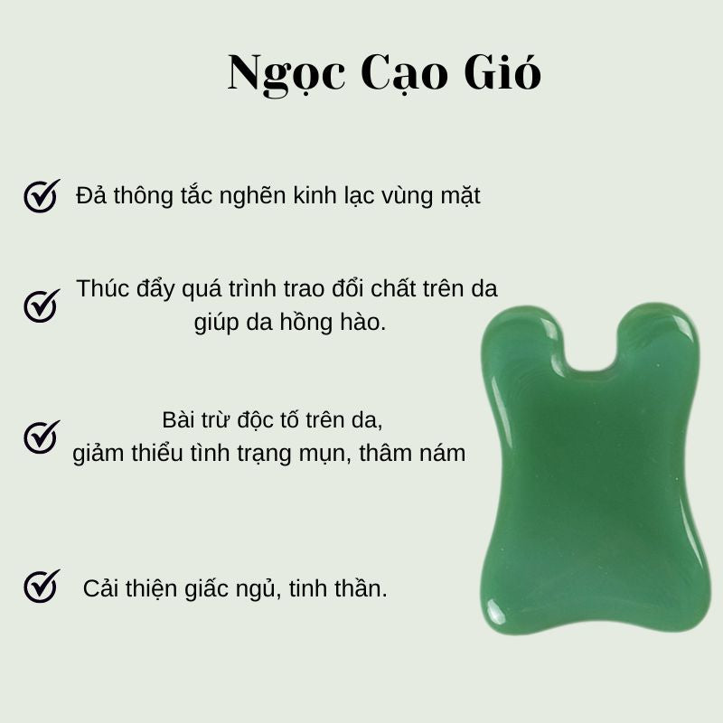 Ngọc Cạo Gió Cao Cấp Xanh Lục Massage Đả Thông Kinh Lạc