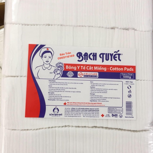 Bông Gòn cắt miếng Sẵn 7x7 bịch 0.5kg