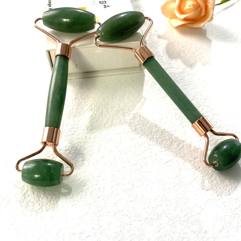 Thanh Lăn Massage Xanh Lục Nâng Cơ Hai Đầu Bằng Đá Ngọc Bích
